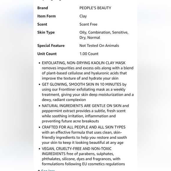 People's Beauty Frontliner Clay Face Mask Two-in-One Mask and Exfoliating Scrub - Picture 6 of 6